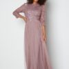 Prisbelönt Maxiklänning med Pärlemorkant, Lavendelfärgad Storle