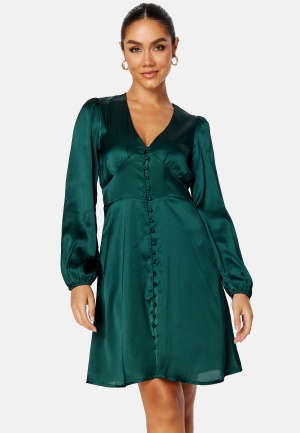 Elliana Satin Dress Green Dark 36