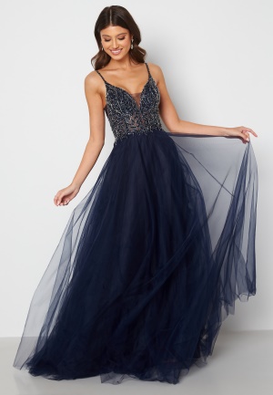 Kristallblå Koehlert-klänning för kvällstappning i storlek 34
