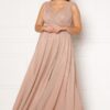 Stor Glitterklänning med Uppdelad Framstycke, Nakenfärg 44 (UK16)