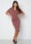 Feminin midiklänning med slits, stretchigt material, dold dragkedja – Old rose, Bubbleroom Occasion