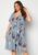 Floral Flutter Sleeve Midi Curve Dress Air Force 52 Blue (uk24)