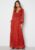 Ditsy Long Sleeve Shirred Maxi Dress  (uk14) Red
