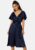 Flutter Sleeve Satin Midi Dress (uk6) Navy Xxs
