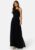 Goddiva Black High Neck Maxi Dress – Vävd kvalitet med markerad midja – Perfekt för festen