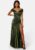 Satin Bardot Pleat Maxi With Split (uk18) Xxl Olive